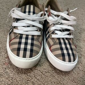 Burberry Kids' Plaid Sneakers - Beige and White